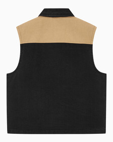 Buy 남성 캔버스 포켓 데님 베스트 in color WASHED BLACK LOGO LACE