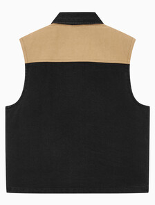 Buy 남성 캔버스 포켓 데님 베스트 in color WASHED BLACK LOGO LACE