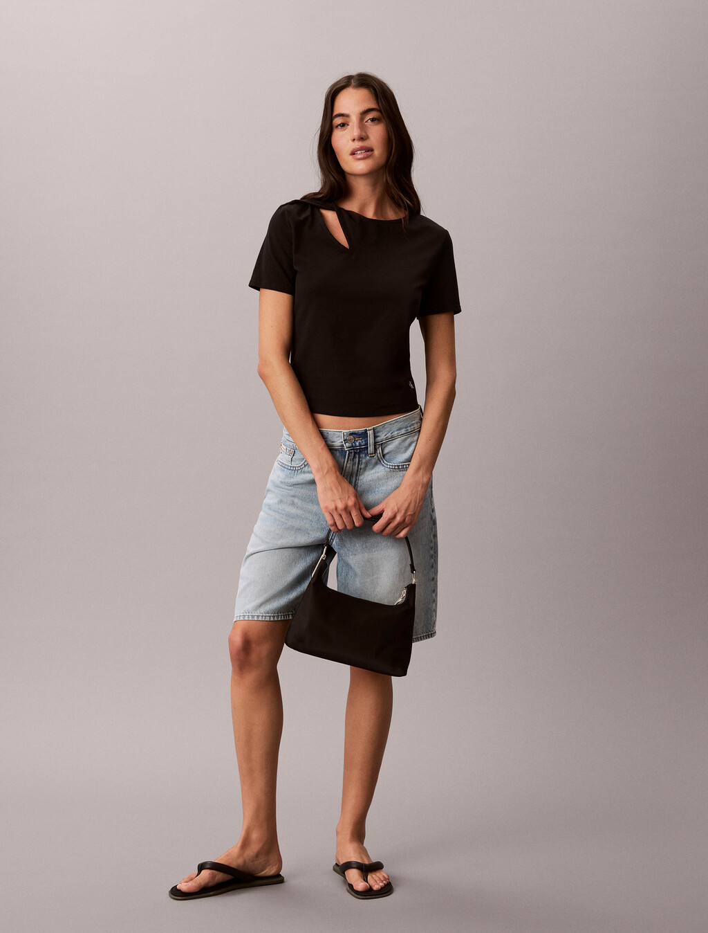 Buy 여성 코튼 스트레치 센슈얼 티 in color BLACK