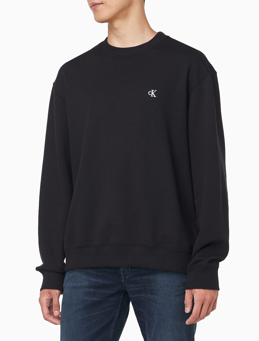 Buy 남성 프렌치테리 모노그램 크루넥 스웻셔츠 in color BLACK