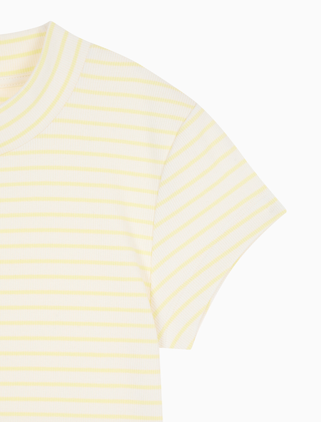 Buy 여성 스트라이프 모노로고 베이비립 티 in color Yellow