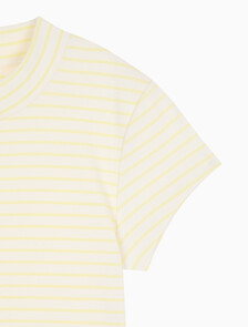 Buy 여성 스트라이프 모노로고 베이비립 티 in color Yellow