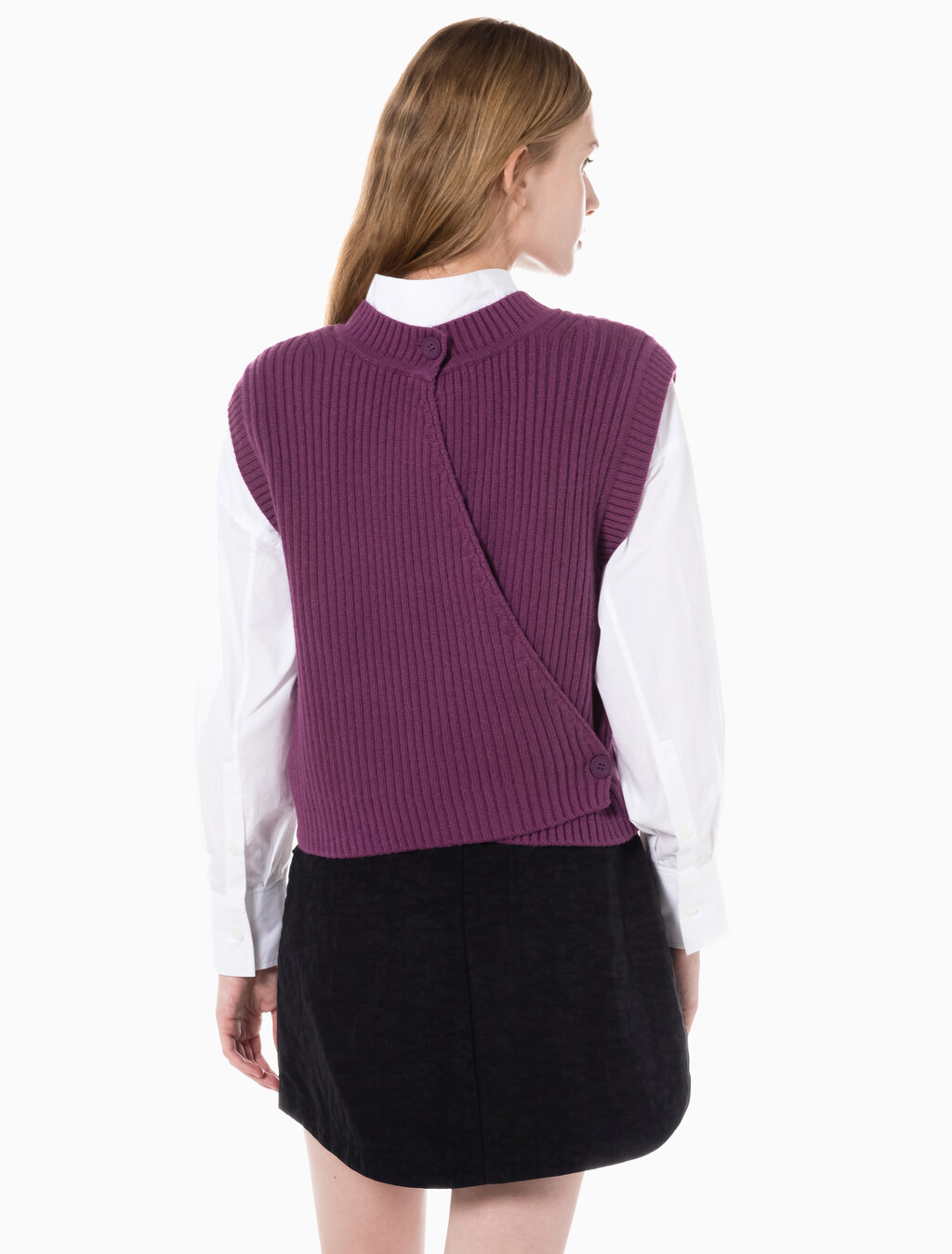 Buy 여성 캐시미어 백 디테일 탱크 in color AMARANTH 