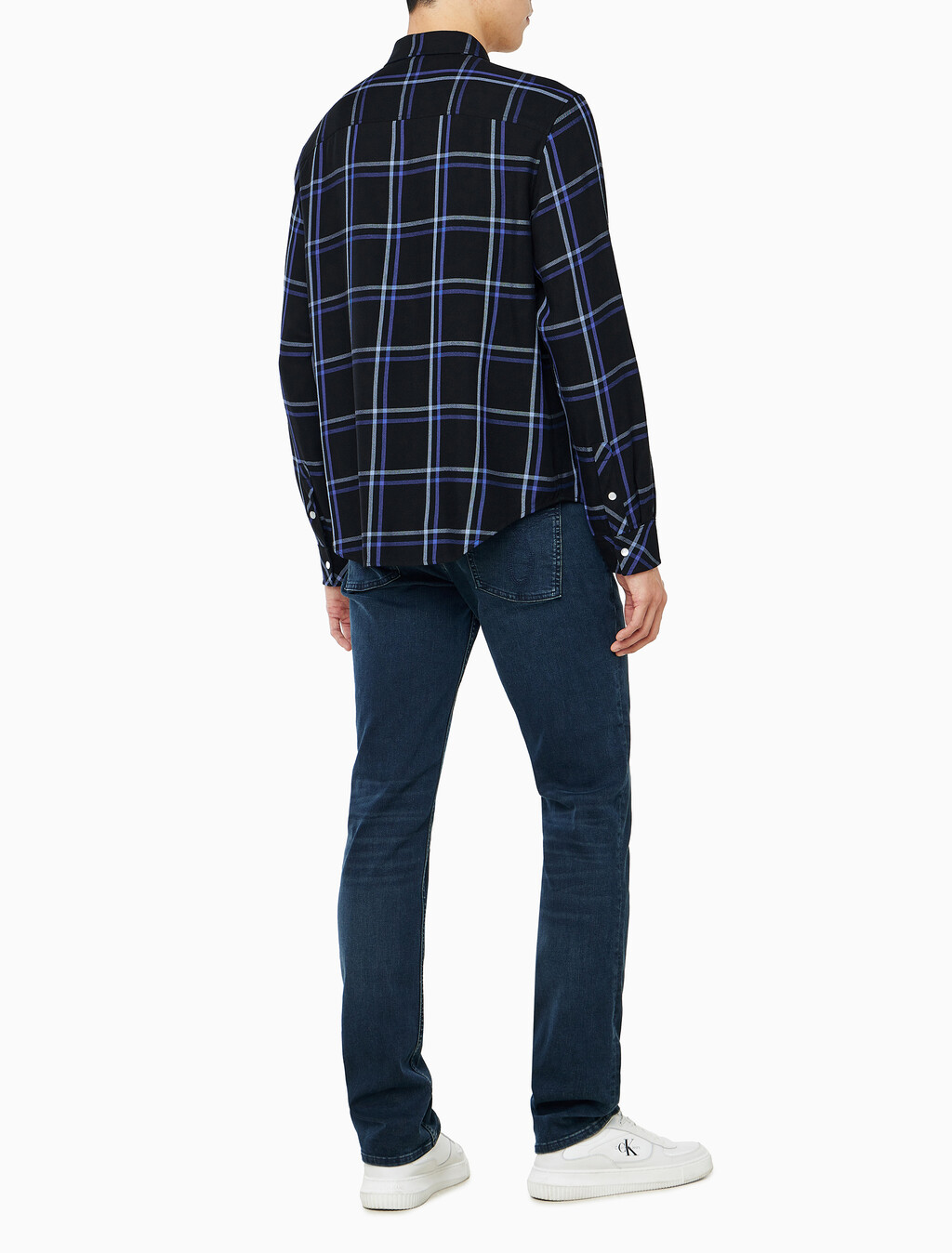 Buy 남성 플레이드 비스코스 이지 셔츠 in color BLACK