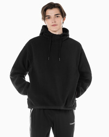 Buy 남성 릴랙스핏 쉐르파 후디 in color BLACK