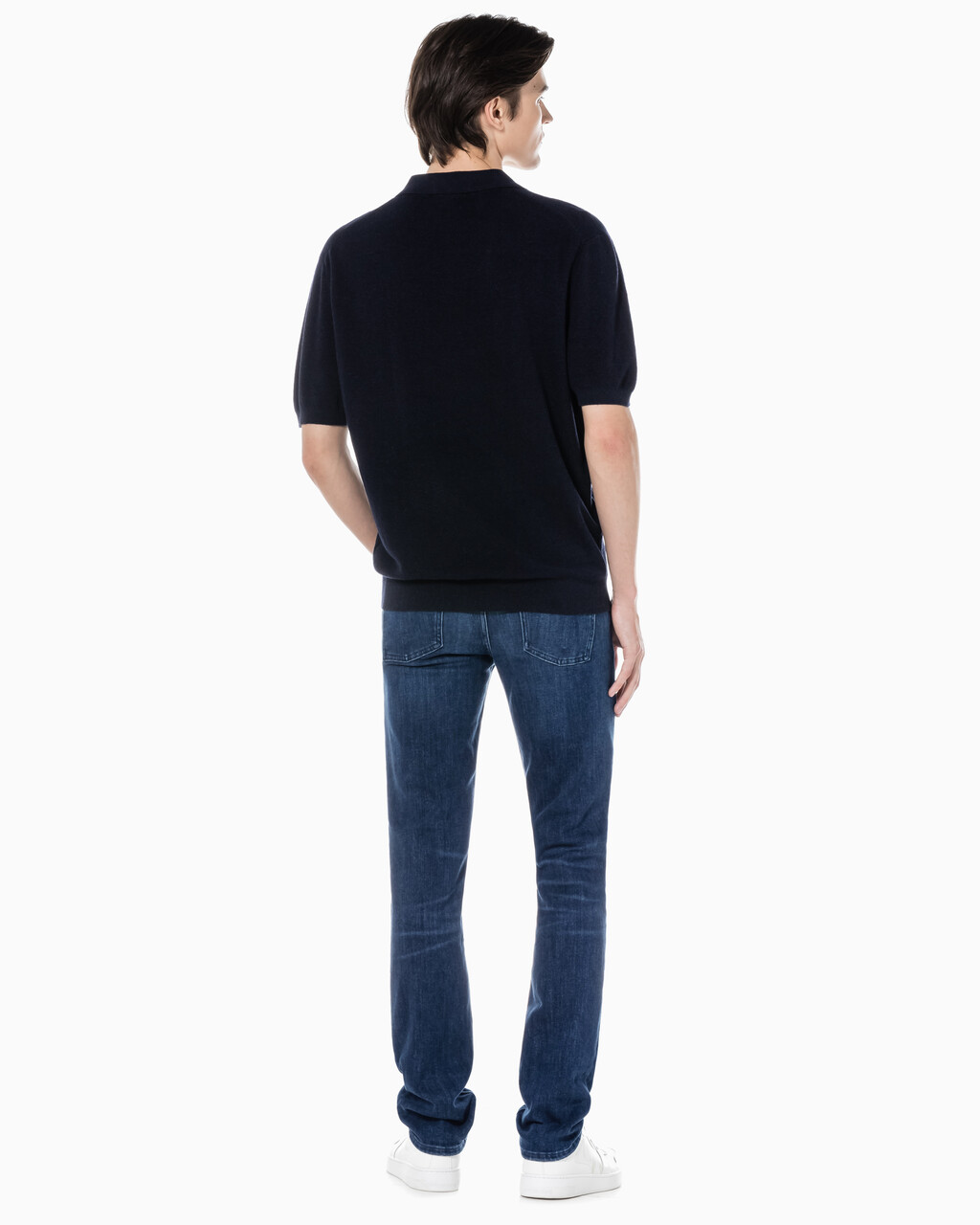 Buy 남성 다크블루 바디핏 데님 in color BLUE BLACK HANGER LOOP