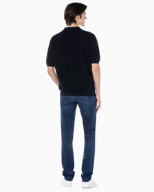 Buy 남성 다크블루 바디핏 데님 in color BLUE BLACK HANGER LOOP