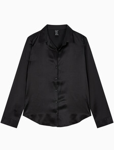 Buy 여성 실크 롱 슬리브 탑 in color BLACK