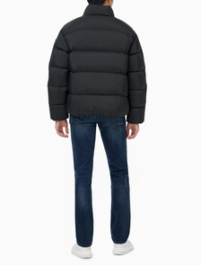 Buy 남성 커브드 퀼팅 나일론 다운 푸퍼 in color CK BLACK