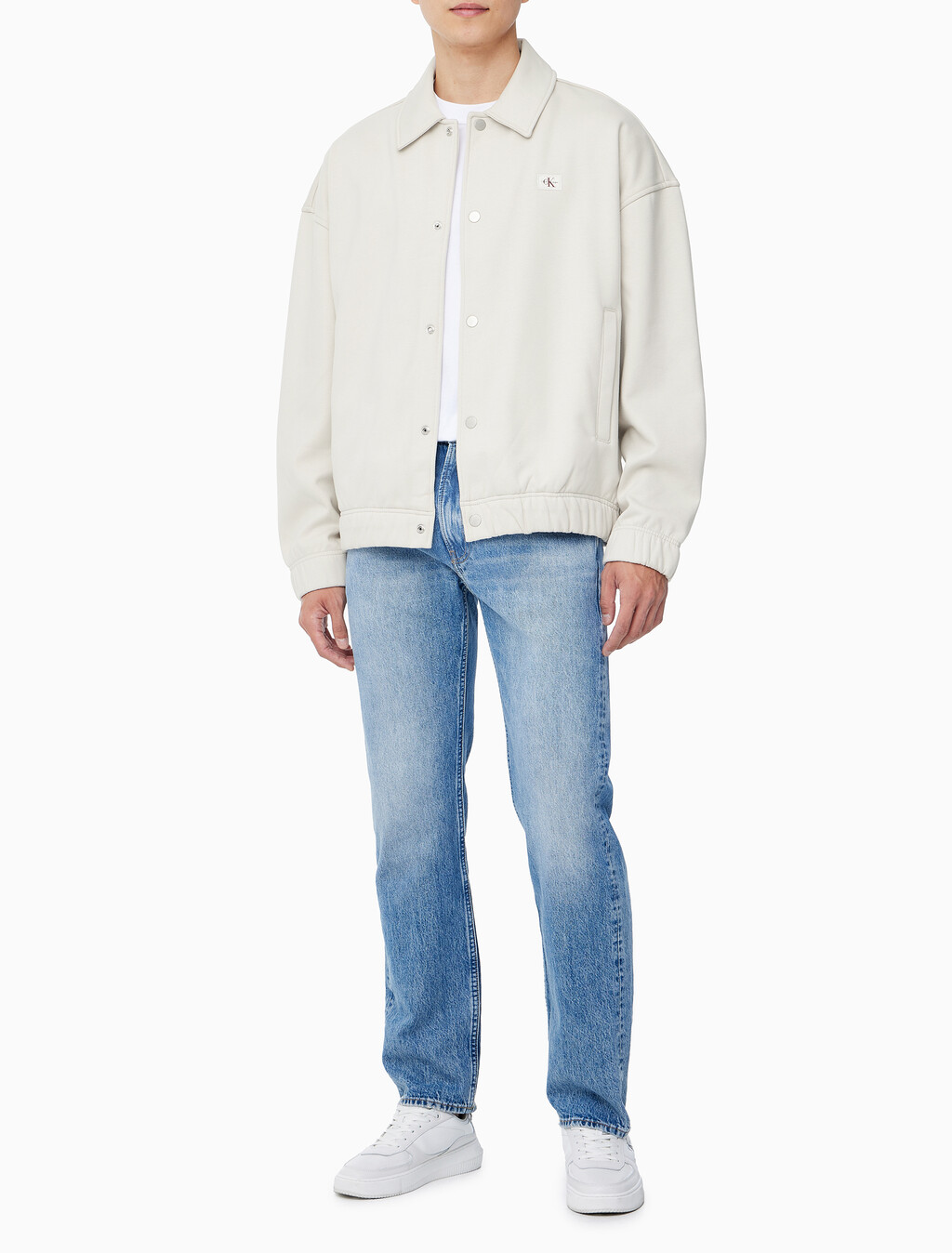 Buy 남성 릴렉스핏 기모 스웻 버튼 카라 자켓 in color LIGHT BEIGE
