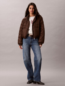 Buy 여성 구스다운 숏 푸퍼 자켓 in color Brown