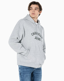 Buy 남녀공용 커브드로고 후디 in color LIGHT GREY HEATHER