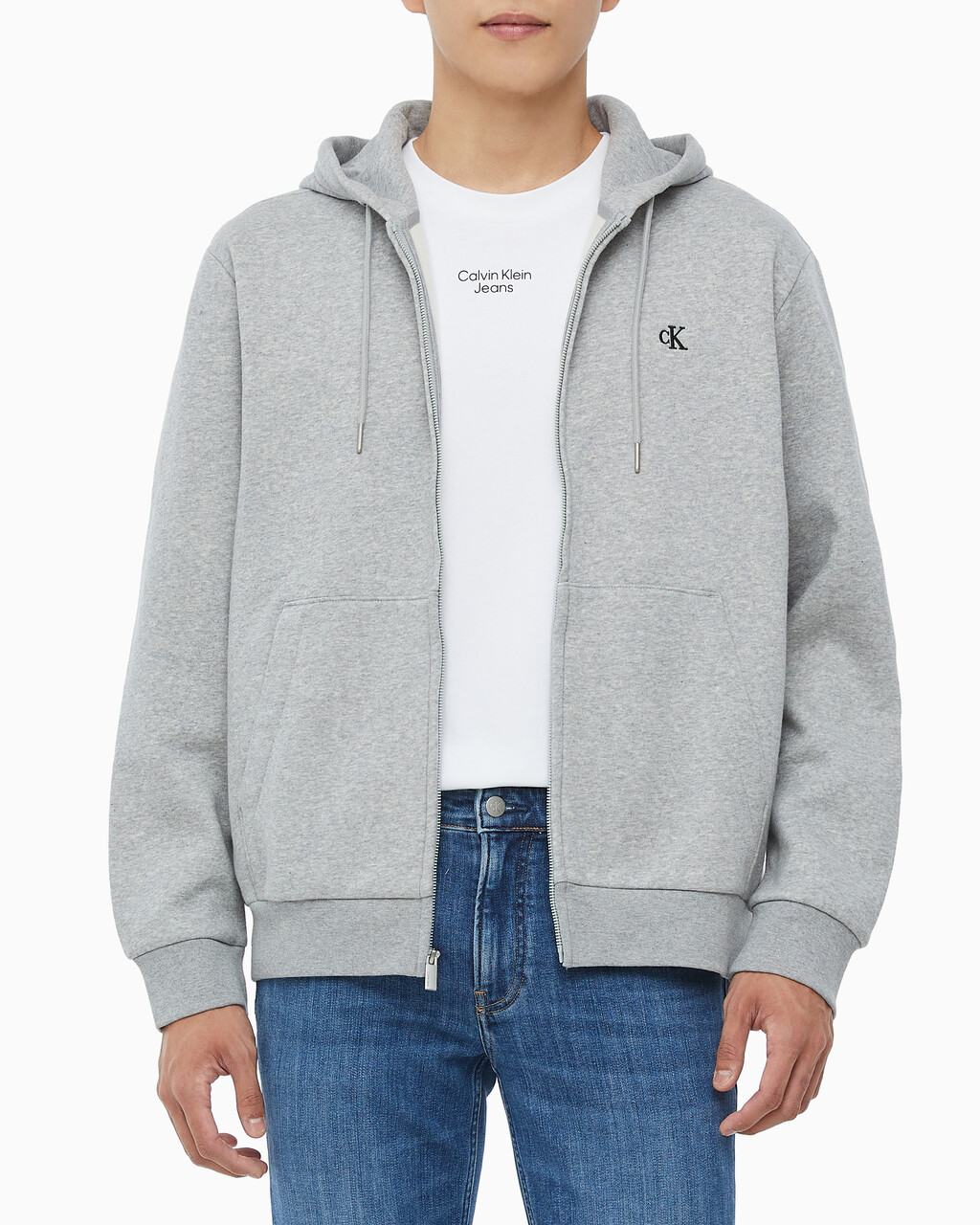 Buy 남성 아카이브 로고 플리스 집업 후디 in color HEROIC GREY HEATHER CM1BK 08