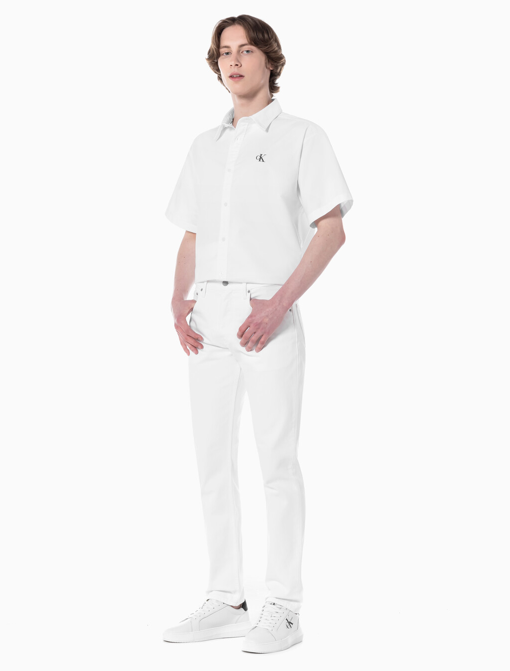 Buy 남성 어센틱 스트레이트핏 화이트 데님 in color CHALKY BLUE