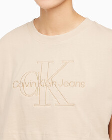 Buy 여성 모노그램 빅로고 크롭 반팔 티셔츠 in color CLASSIC BEIGE