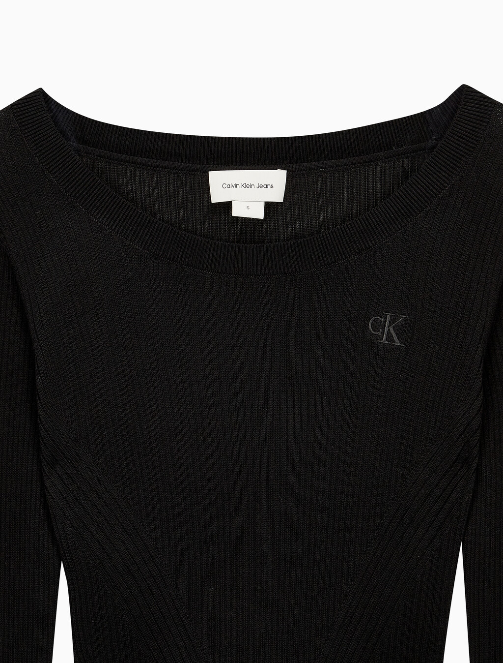 Buy 여성 슬림 크롭 니트 탑 in color CK BLACK