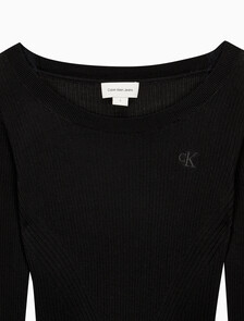 Buy 여성 슬림 크롭 니트 탑 in color CK BLACK