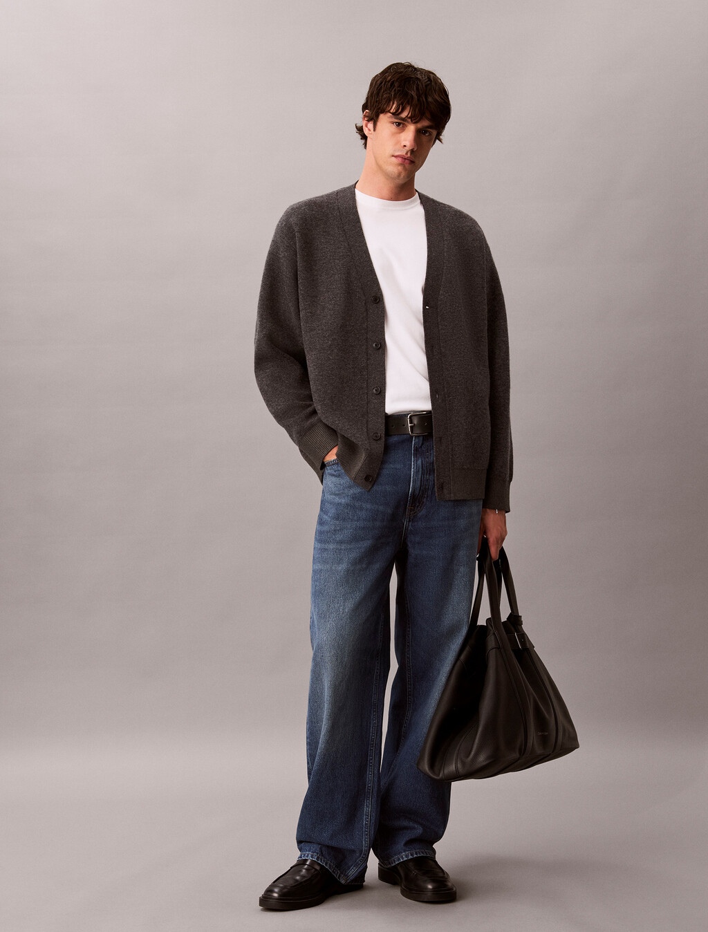 Buy 램스 울 블랜드 가디건 in color CHARCOAL HEATHER