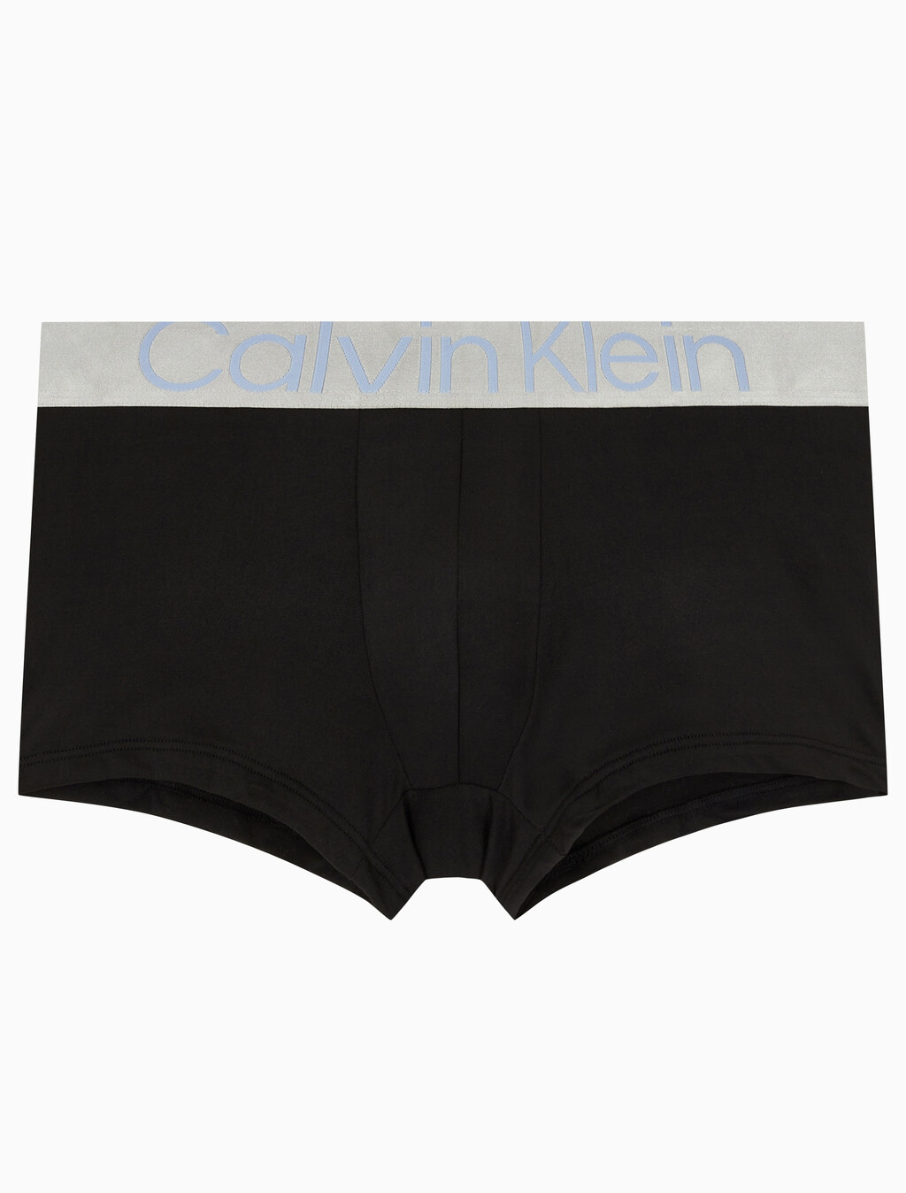 Buy 남성 CK 리컨시더드 스틸 마이크로 로우 라이즈 트렁크 3PK in color BLACK WITH BLACK LOGO/ HIDEAWAY BLUE LOGO/ BEL AIR BLUE LOGO