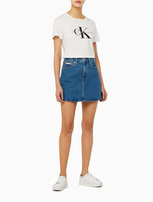 Buy 여성 컴포트 스트레치 데님 미니 스커트 in color BLUE