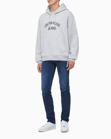 Buy 남녀공용 커브드로고 후디 in color LIGHT GREY HEATHER