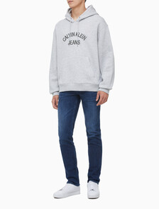 Buy 남녀공용 커브드로고 후디 in color LIGHT GREY HEATHER