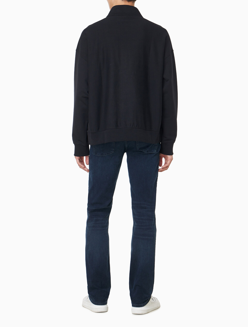 Buy 남성 프리미엄 테리 마이크로 모노로고 쿼터지퍼 풀오버 in color BLACK