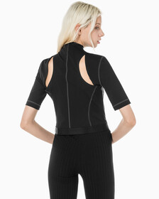 Buy 여성 밴드로고 하이넥 반팔 티셔츠 in color CK BLACK