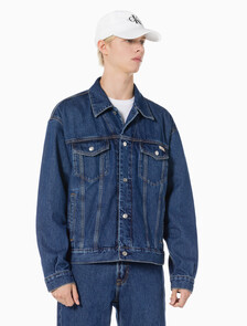 Buy 남성 90's 다크블루 데님 트러커 자켓 in color DARK BLUE