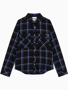 Buy 남성 플레이드 비스코스 이지 셔츠 in color BLACK