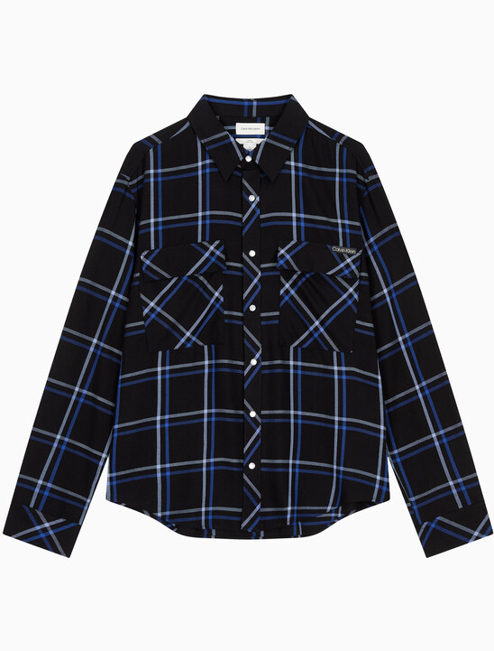 남성 플레이드 비스코스 이지 셔츠