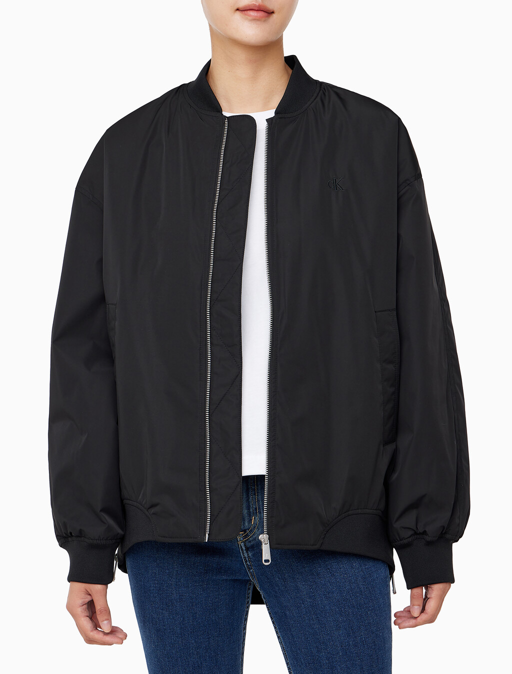 Buy 여성 롱 보머 자켓 in color CK BLACK
