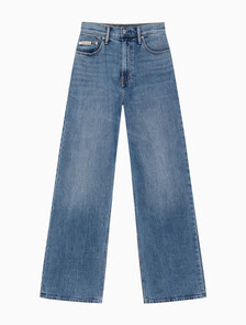 Buy 여성 하이라이즈 루즈핏 미드블루 데님 in color MID BLUE BACK EMBRO