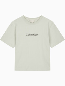 Buy 여성 릴렉스드 스탠다드로고 크루넥 반팔 티셔츠 in color GREEN TINT