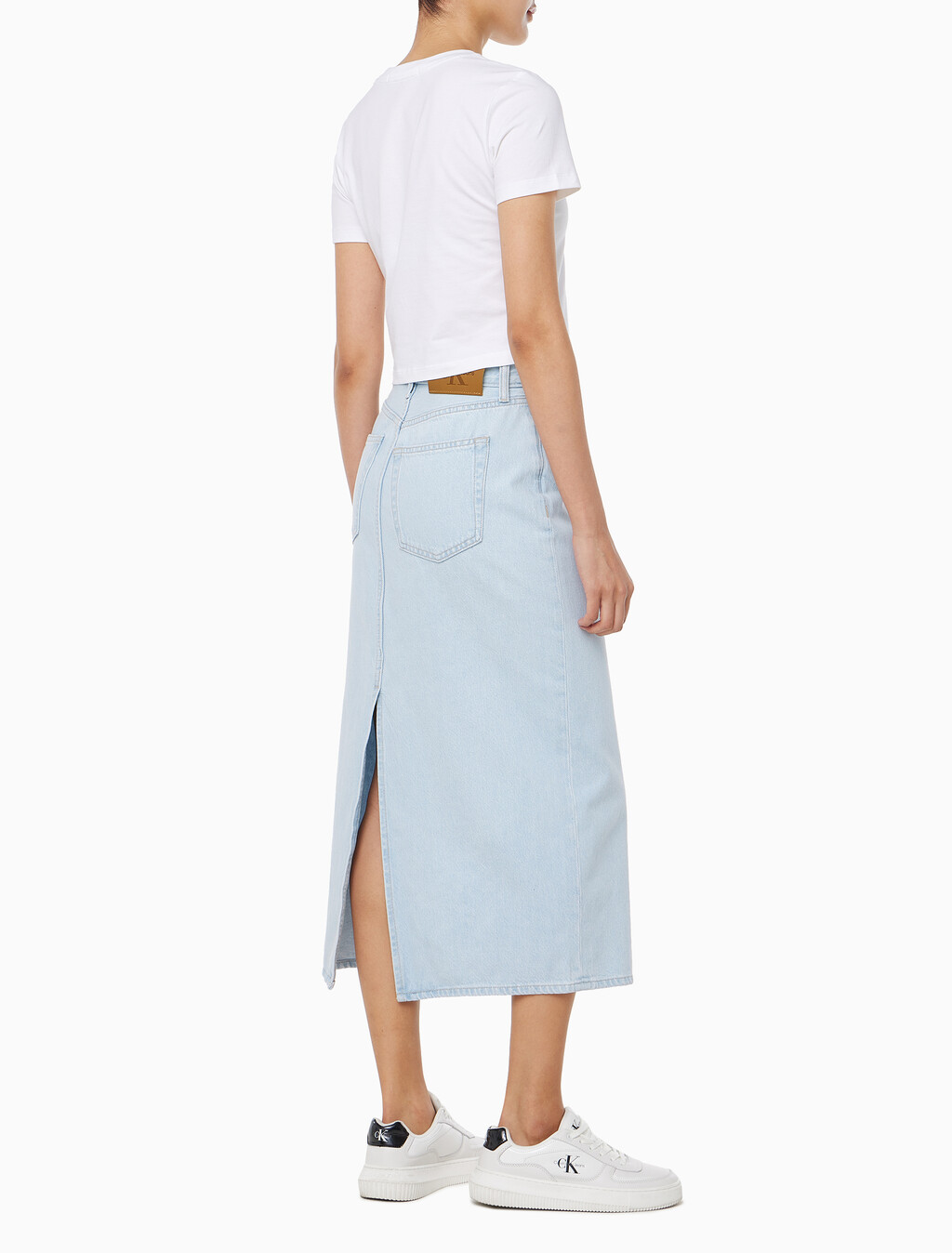 Buy 여성 블리치드 인디고 데님 맥시 스커트 in color LIGHT BLUE