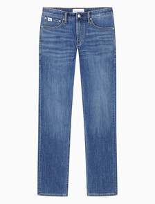 Buy 남성 슬림 스트레이트핏 미드블루 크롭 데님 in color MID BLUE BACK EMBRO