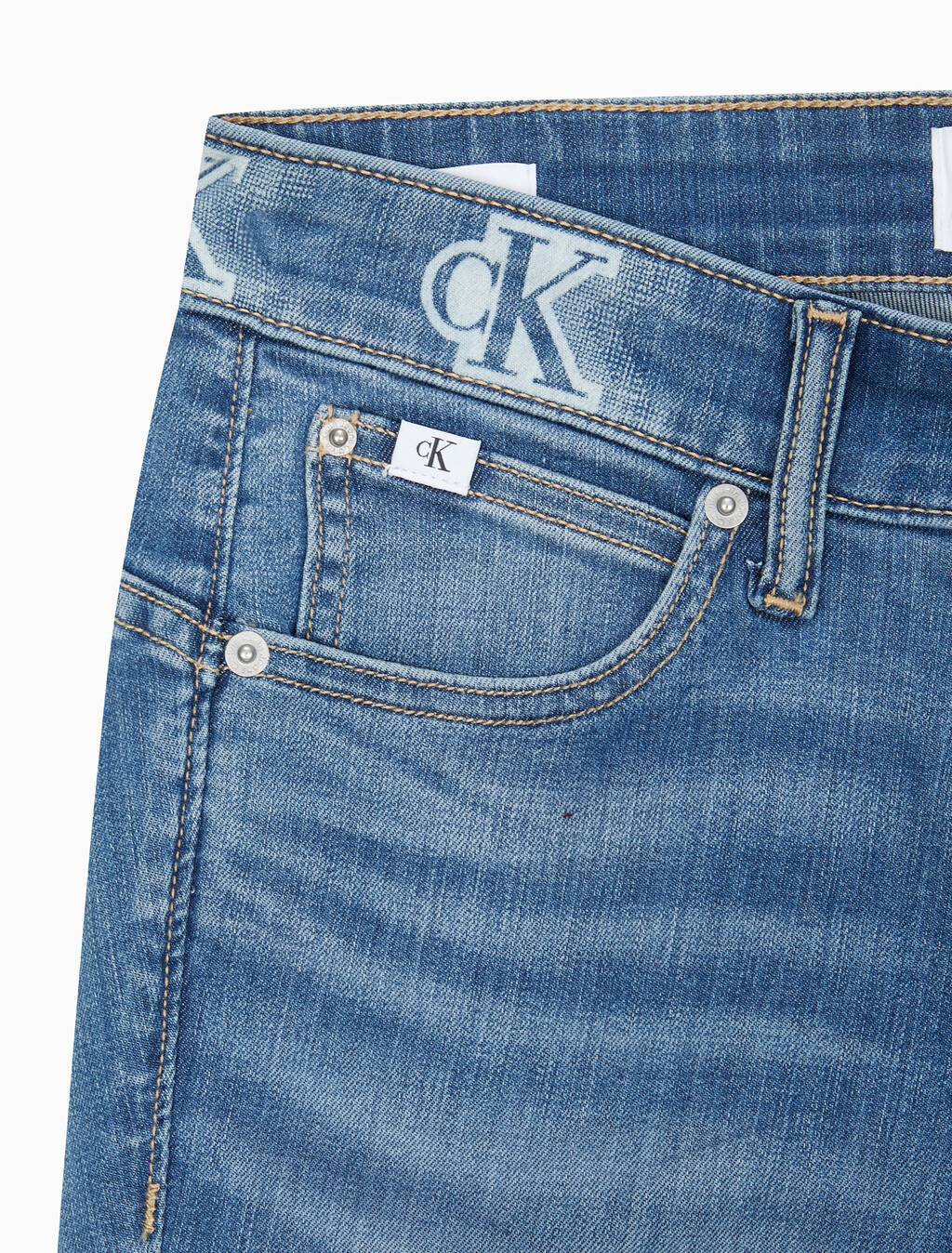 Buy 여성 바디핏 미드블루 앵클 데님 in color MID BLUE BACK EMBRO