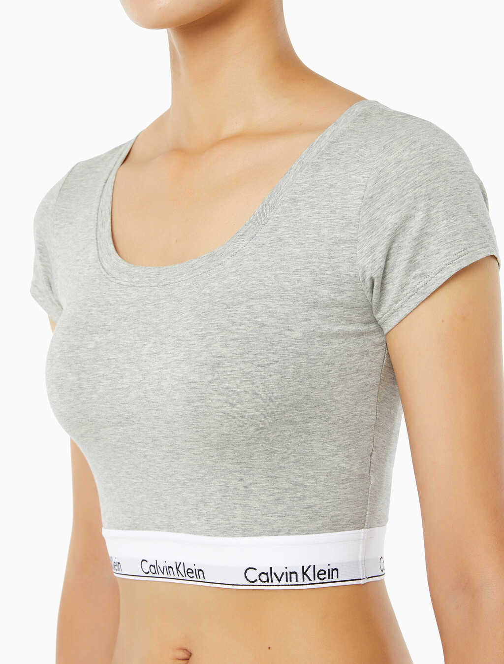 Buy 여성 모던 코튼 티셔츠 아웃푸쉬 브라렛 in color GREY HEATHER