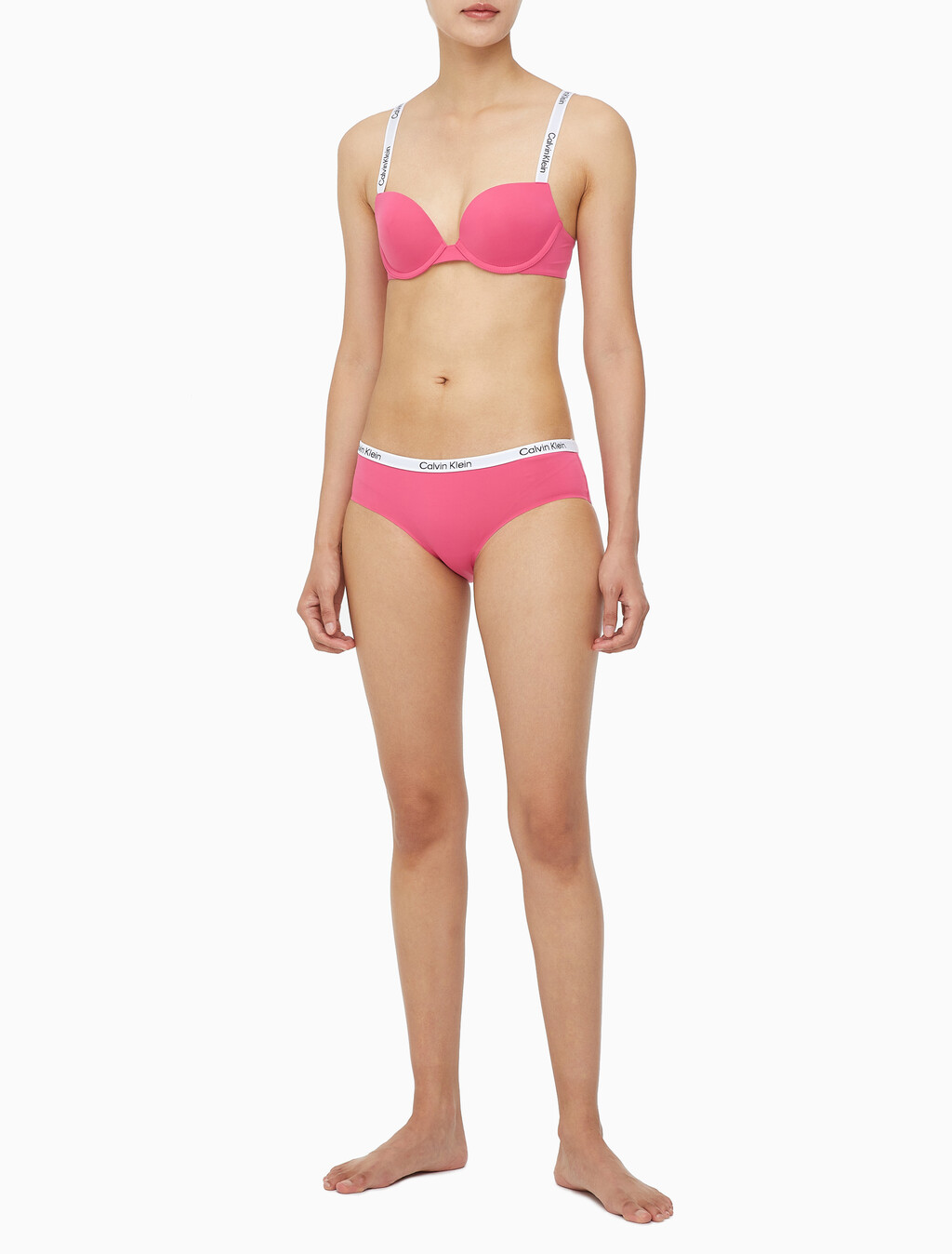 Buy 여성 테일러드 로고 푸쉬업 플런지 브라 in color FUCHSIA ROSE