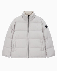 Buy 남성 레귤러핏 스탠드 카라 숏 다운 푸퍼 재킷 in color GREY