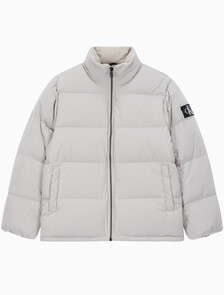 Buy 남성 레귤러핏 스탠드 카라 숏 다운 푸퍼 재킷 in color GREY