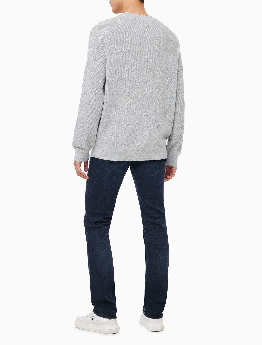 Buy 남성 AOP 니트 스웨터 in color LIGHT GREY HEATHER