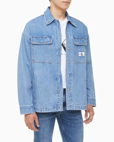 Buy 남성 박시 루즈핏 라이트블루 데님 셔츠 in color 028A CHALKY BLU