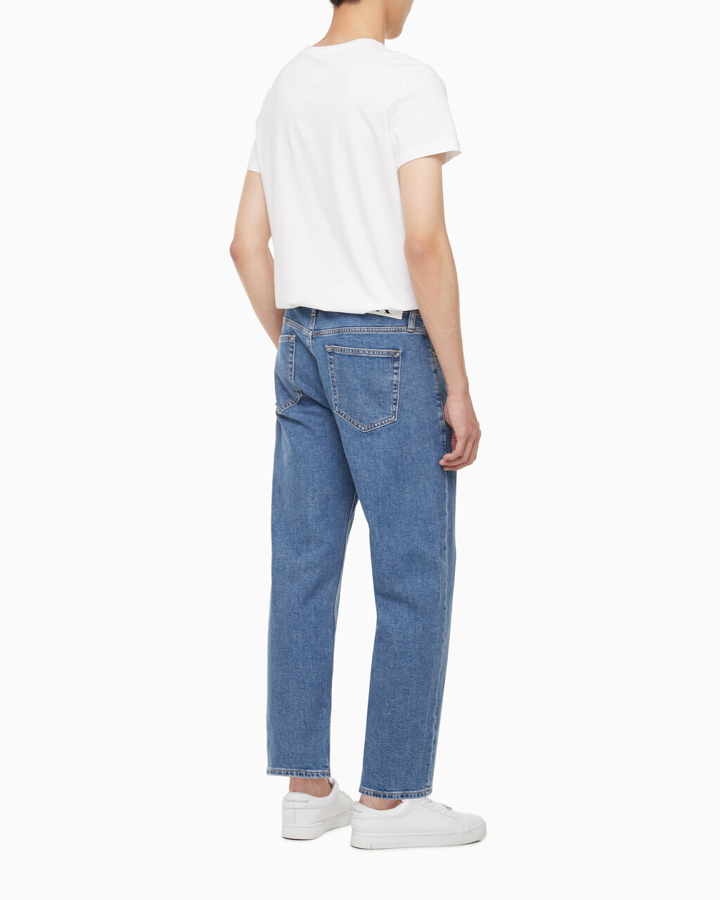 Buy 남성 90'S 스트레이트핏 크롭 데님 in color MID BLUE BACK EMBRO
