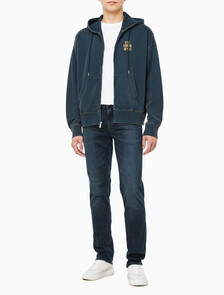 Buy 남성 워시드 프리미엄 빈티지 로고 후드집업 in color Navy