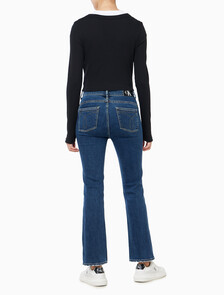 Buy 여성 우븐라벨 베이비립 가디건 in color BLACK