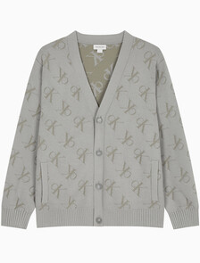 Buy 남성 릴렉스핏 AOP 캐시미어 가디건 in color KHAKI BEIGE