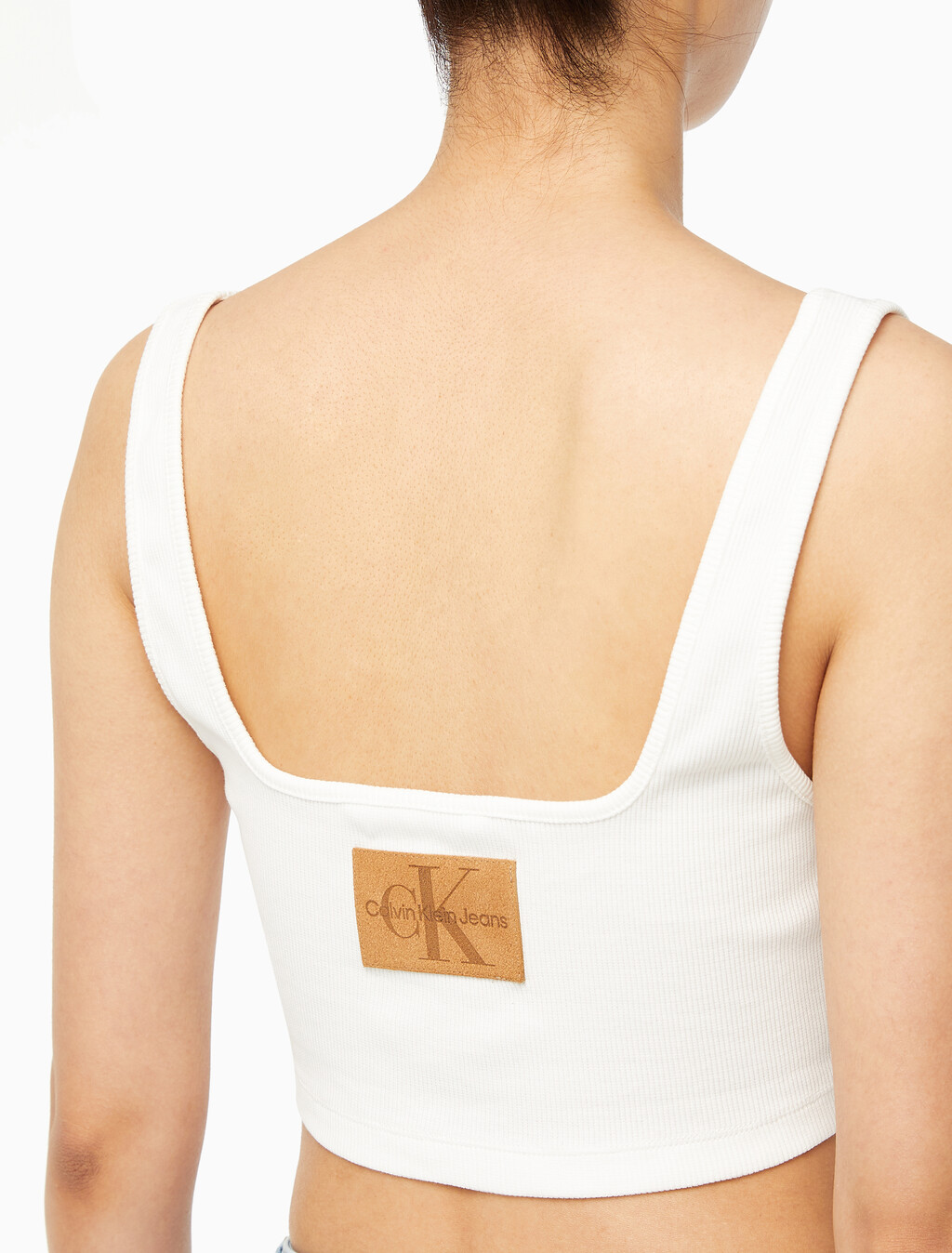 Buy 여성 레더패치 립 브라렛 in color GREIGE