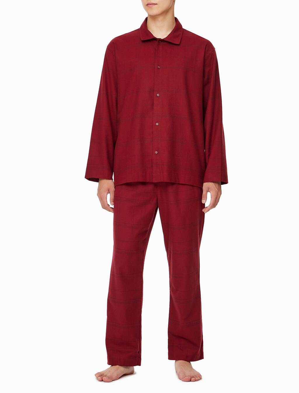 Buy 남성 플란넬 슬립 롱슬리브 탑 in color BEAM PLAID SYRAH
