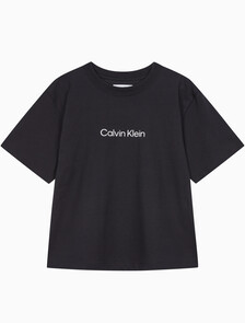 Buy 여성 릴렉스드 스탠다드로고 크루넥 반팔 티셔츠  in color BLACK BEAUTY